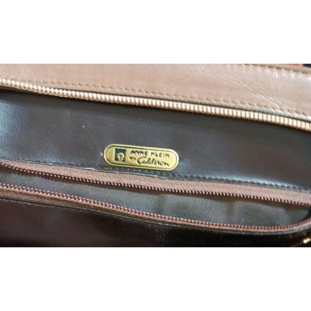 Vtg Anne Klein by Calderon Leather Hand Bag Brown Croc Embossed 1987 PHILLIPE